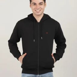 Dragon Hill Black Cotton Slim Fit Hooded Sweatshirt-image-67