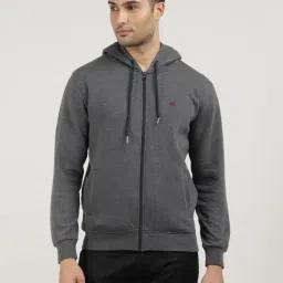 Dragon Hill Grey Cotton Slim Fit Hooded Sweatshirt-picture-15