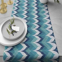 India Circus by Krsnaa Mehta Blue Blended Canvas 230 GSM Lush Emerald Bliss Table Runner-30