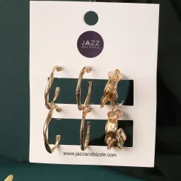 Aatmana Gold-Plated Half Hoop Earrings - Set of 3 image 3