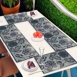 Aura 6Pcs Black & White Printed Anti-Slip Table Placemats-image-66