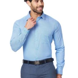 Raymond Blue Cotton Classic Fit Texture Shirts-18