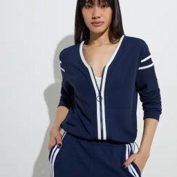 Studiofit by Westside Navy Striped Jacket-image-64