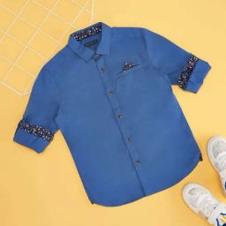 Pantaloons Junior Boys Amparo Blue Cotton Over Dyed Full Sleeves Shirts-image-63