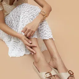 Ginger by Lifestyle Women's Beige Slides-image-61