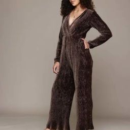 Label Ritu Kumar Brown Caren Velvet Jumpsuit-39