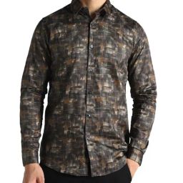Simon Carter London Brown Printed Slim Fit Shirt-image-19