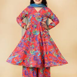A.T.U.N. Kids Red Printed Kurta Set-image-49