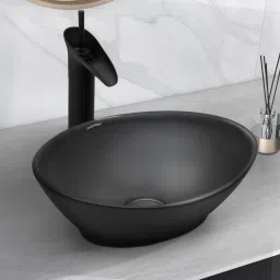 Ceramic Basin for Bathroom/Table Top Ceramic Basin/Washbasin for Bathroom (BOAT-NS-BLACK-Marble Finish) Counter Top-image-17
