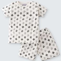 Nite Flite Kids White & Black Cotton Printed Top Set-image-28