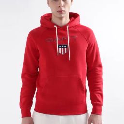 GANT Red Regular Fit Printed Hooded Sweatshirt-picture-3