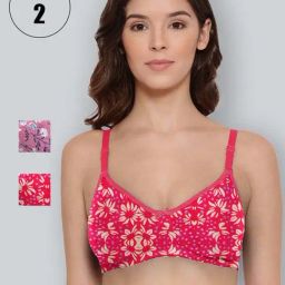 Lyra Fuchsia & Pink Cotton Printed T-Shirt Bras - Pack Of 2-18