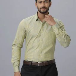 Ramraj Mid Green Cotton Slim Fit Shirt-image-76