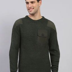 Rock.It Olive Regular Fit Self Pattern Pullover-image-50
