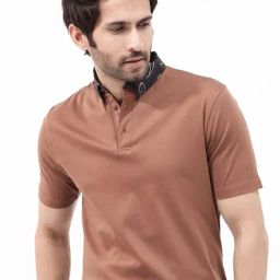 Rare Rabbit Brown Regular Fit Solid Polo T-Shirt-image-51