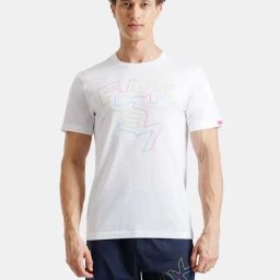 FCUK White Cotton Blend Print Short Sleeves T-Shirt-image-72