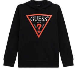Guess Kids Jet Black A996 Triangle Logo Regular Fit Hoodie-image-57