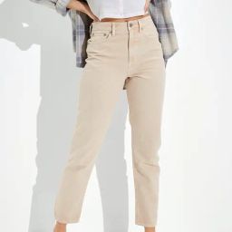 American Eagle Outfitters Nude Beige Cotton Mid Rise Jeans-image-23