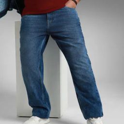 High Star Blue Cotton Straight Fit Jeans-picture-48