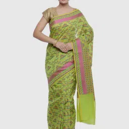 Banarasi Silk Works Green Silk Woven Saree With Unstitched Blouse-image-97