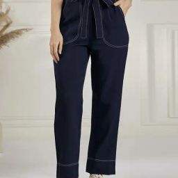 Marie Claire Navy High Rise Trousers-image-66
