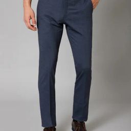 Cantabil Navy Regular Fit Flat Front Trousers-image-70