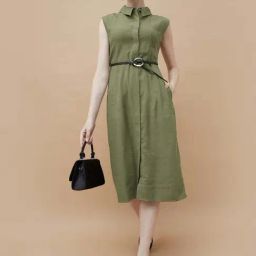 Code By Lifestyle Medium Olive Regular Fit Dress-image-8
