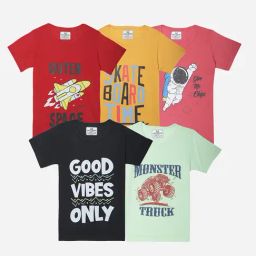 Vimal Jonney Girls Multicolor Printed T-Shirt (Pack Of 5)-image-86