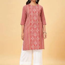 Rangmanch by Pantaloons Rust Printed Straight Kurta-11