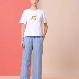 Chemistry Blue Cotton Print Night Suit-picture-30