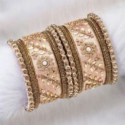 Peora Silk Thread Matching Floral Bangle Bridal Chuda -Set of 10-60