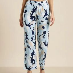 Qurvii Sky Blue Printed Trousers-picture-16
