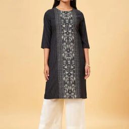 Rangmanch by Pantaloons Black Printed Straight Kurta-picture-18