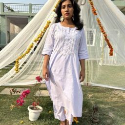 Zuri Purple Tribal Embroidered Cotton Kurta-picture-26