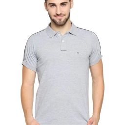 Basics Grey Steel Cotton Muscle Fit Polo T-Shirt-image-76