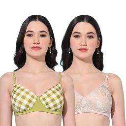 FIMS Green & Beige Printed Bras - Pack Of 2-picture-1