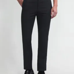 Arrow Black Slim Fit Texture Trousers-picture-17