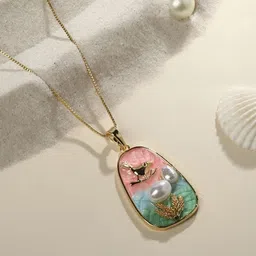 Cierra 18KT Gold-Plated Pearls Beaded Contemporary Pendant With Chain-image-50