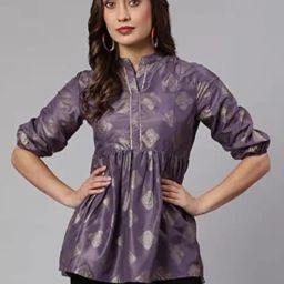Jaipur Kurti Purple Printed Peplum Top-image-77
