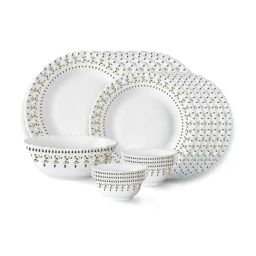Larah by Borosil White Ora Gold Fluted Opalware 44 Piece Dinner Set-image-1