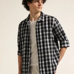 Bushirt Black 100% Cotton Checked Shirt-picture-30