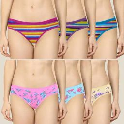 AROUSY Pink & Blue Printed Bikini Panties - Pack Of 6-image-84