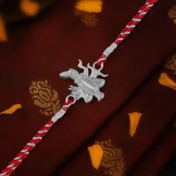 Ornate Jewels 925 Silver Rhodium Plated Shreenathji Thread Rakhi for Brother with Roli Chawal-picture-30