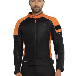 Royal Enfield Orange & Black Regular Fit StreetWind V3 Pro Biker Jacket-image-74
