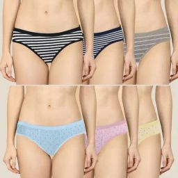 AROUSY Black & Grey Printed Bikini Panties - Pack Of 6-picture-16