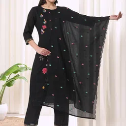 Anouk Women Black Pure Cotton Kurta Sets-picture-31
