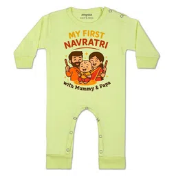 Arvesa Kids-Unisex Yellow Cotton Rompers-picture-5
