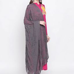 Dupatta Bazaar Grey Embroidered Chiffon Dupatta image 4