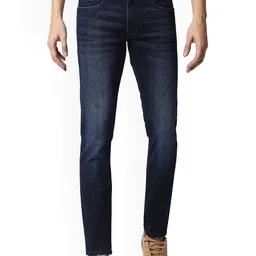Basics Men Jean Regular Fit Low-Rise Low Distress Light Fade Stretchable Jeans-picture-0