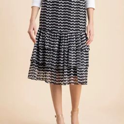 Moomaya Black & White Printed Skirt-image-31